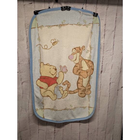 VTG Winnie the Pooh‎ Baby Crib Blanket Plush Velour Tigger Disney 28x44 - Picture 1 of 5